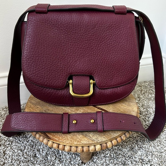 J. Crew Handbags - 🎄J. Crew Leather Crossbody Large Saddle Bag. Maroon.